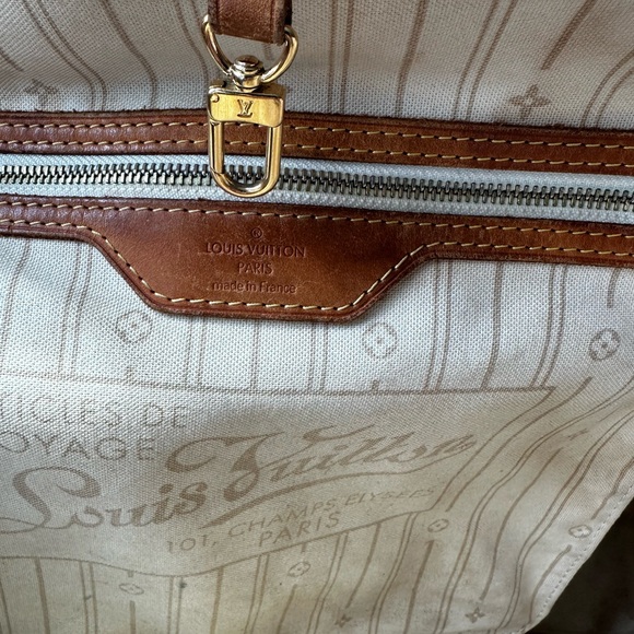 $799 Louis Vuitton Neverfull gm azur Checkered Tote Bag - Picture 10 of 14